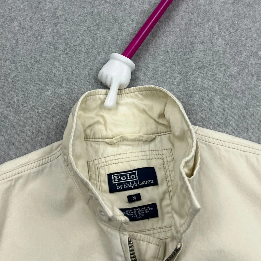 Polo Ralph Lauren Harrington Jacket Mens Medium Cream Full Zip Lightweight Biker